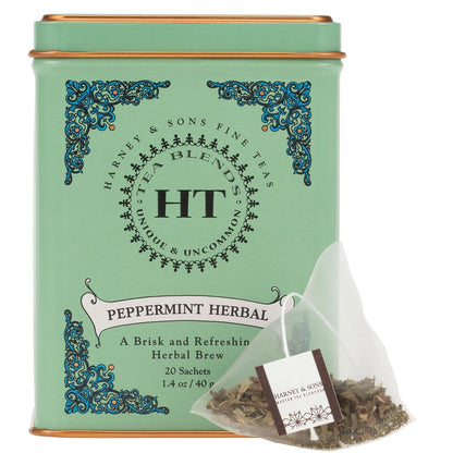 HT Peppermint Herbal Tea, 20 Sachets in Tin | Pure Peppermint Herbal Tea with a Cool, Refreshing Flavor and Aroma. Naturally Caffeine Free.2