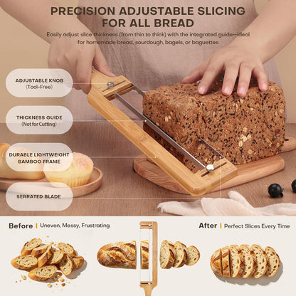 Adjustable Bread Knife for Homemade Bread Sourdough, Bamboo Handle3