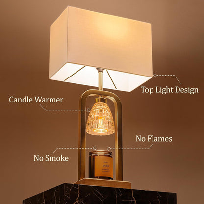 2 in 1 Gold Table Lamp with Candle Warmer, Timer & Dimmer, Modern2