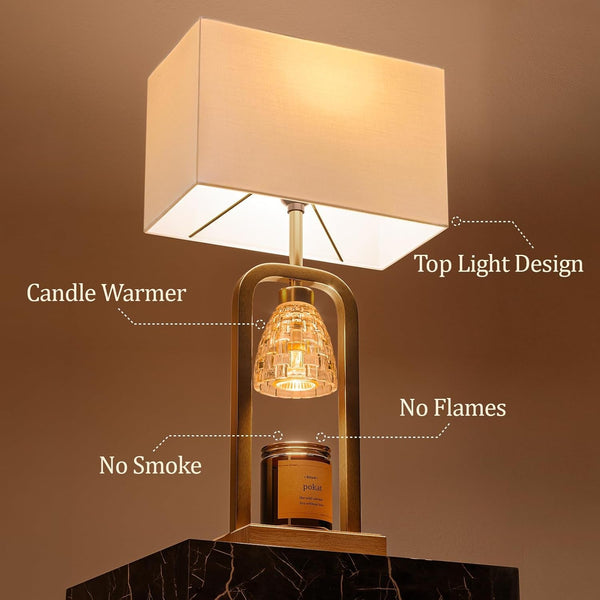 2 in 1 Gold Table Lamp with Candle Warmer, Timer & Dimmer, Modern2