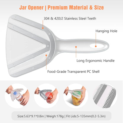 Patented Jar Opener, Ideal for Weak Hands & Seniors with Arthritis | Effortlessly Opens 0.2"-5.3" Stubborn Lids & Screw Bottle Caps, Handheld Manual, Durable 304 Stainless Steel (Blue)2