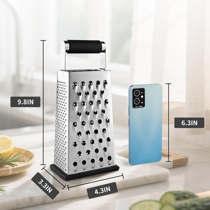 Cheese Grater, 4-Sided Box Grater for Cheese, Vegetable & Fruit2