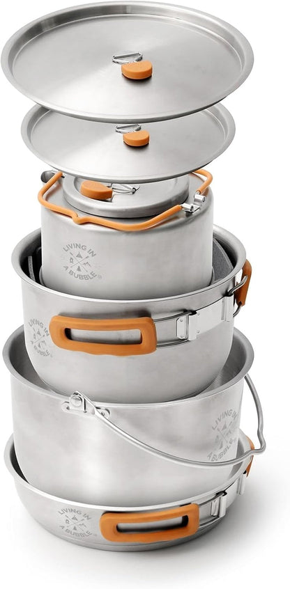 Premium 7-Piece Stainless Steel Cooking Set. Tri-Layer Bonded Stainless-Steel - Ergonomic Handles with Silicone Sleeve - Compact & Stackable1