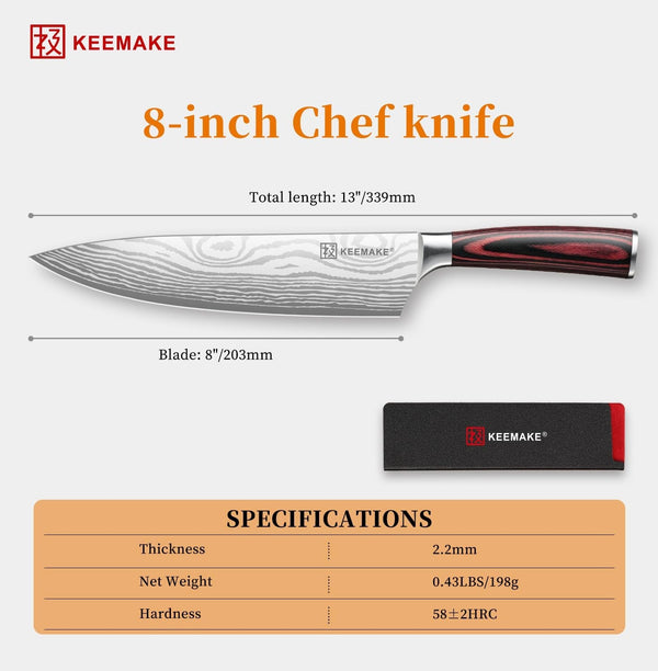 8" Chef Knife, Ultra Sharp Kitchen Knife with Ergonomic Handle4