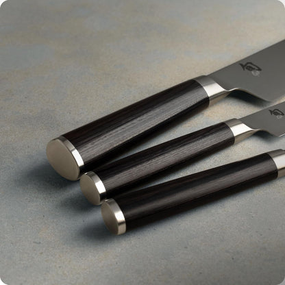 Shun Classic 3 Piece Starter Set | Includes 8" Chef, 3.5" Paring & 6" Utility Knives, VG-MAX Core, Damascus Stainless Steel Cladding, Pakkawood Handle4