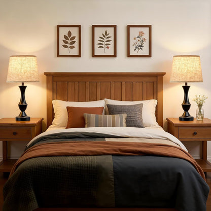 Table Lamp Set of 2, 19" Farmhouse Vintage Bedside Lamps8
