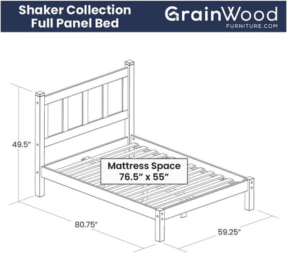 Shaker Solid Wood Panel Platform Bed, Full Size, Cherry2