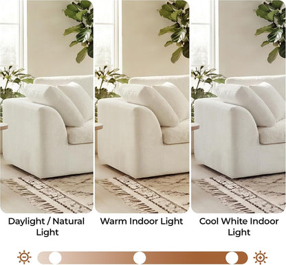 CHITA 108" Cloud Sectional Couches for Living Room, Boneless L-Shape Sofa with Ottoman, 3 Seater Modular Sectional Sofa, Cream3