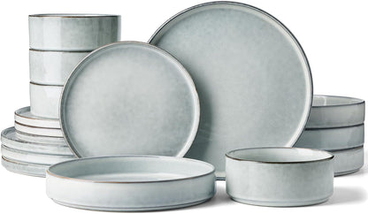 Annecy 16-Piece Dinnerware Set with Pasta Bowls, Grey Blue1