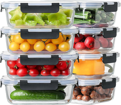 8-Pack 36Oz Large Glass Meal Prep Containers with Leakproof Snap-Lock Lids1