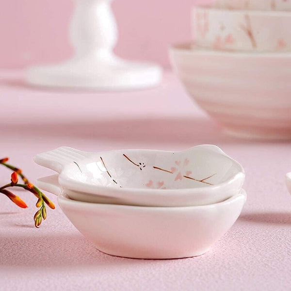 20 Pieces Dinnerware Set, Patterned Porcelain Japanese Cherry Blossom Dinner Set with Bowl Soup Plate, Service for 62