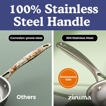Non-Toxic Stainless Steel Frying Pan, Pfoa-Free, Tri-Ply, 8 in | 316 Surgical Steel, Heavy Metal-Free. No PFOA or PTFE. Fully Clad Tri-Ply, Even Heat. Induction & Oven Safe to 500°F.4