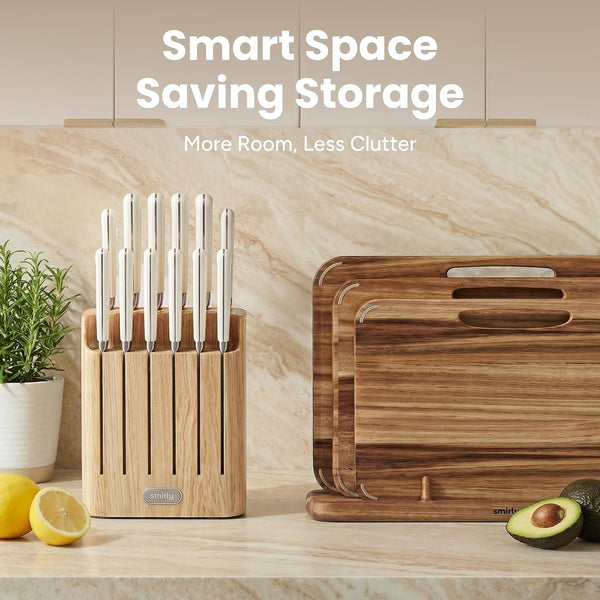 14-Piece Kitchen Knife Set with Block, Razor-Sharp, Cream White | High Carbon Stainless Steel Blades, Dishwasher Safe, with a Magnetic Block for Slicing, Chopping and Everyday Meal Prep6