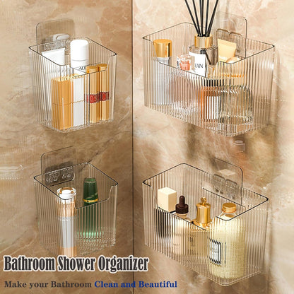 Adhesive Cabinet Door Organizer, 2 Pack Wall Shower Caddy, Clear4