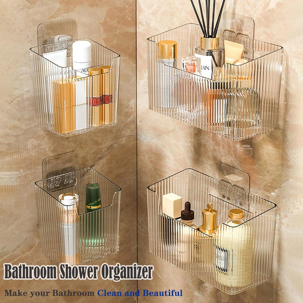 Adhesive Cabinet Door Organizer, 2 Pack Wall Shower Caddy, Clear4
