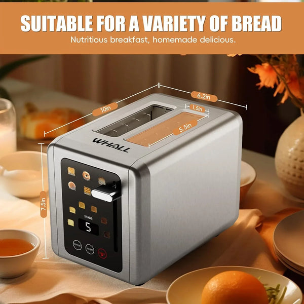 2 Slice Toaster, Smart Full Touch Screen, Extra Wide Slots, Silver | Stainless Steel, 6 Shade Settings, Reheat/Defrost/Mute/Standby/Cancel, Bread Bagel Gluten-Free Waffle Pastry, Digital Timer7