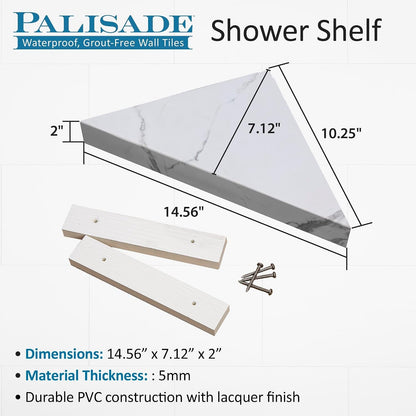 Vinyl Shower Shelf in Carrara Marble/Urban Glacier3