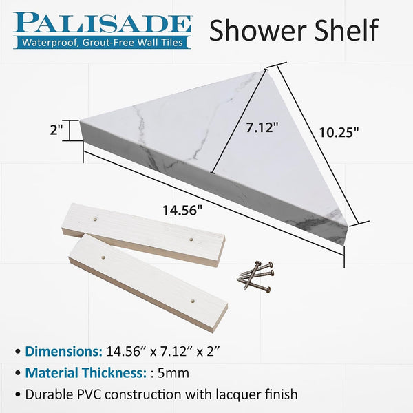 Vinyl Shower Shelf in Carrara Marble/Urban Glacier3