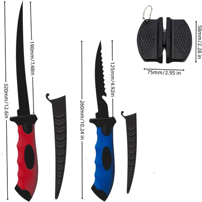 Fishing Knife Set, Fish Cleaning Kit, Filet Knife for Fish, Fish Scale Cleaning Brush, Multi-Functional Scissors, Gloves, Fishbone Tweezers, Storage Bag,Fishing Accessories,Fishing Tool Kit6