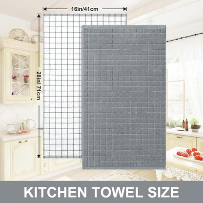 Large Premium Cotton Kitchen Towels 16"X 28", 6 Pack, Grey | Natural Ring Spun 390 GSM Dish Towels, Super Absorbent Terry Kitchen Hand Towels, Soft Tea Towels with Hanging Loop5