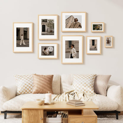 Solid Wood 8X10 Picture Frame with Mat, Natural, 4 Pack6