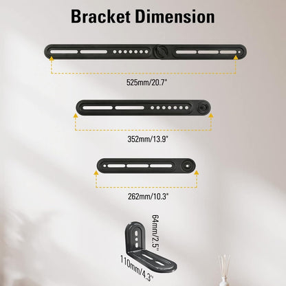 Soundbar Mount Bracket Fits Most of Soundbars up to 15 Lbs | Sound Bar Mount for Mounting above or under TV, with Detachable Long Extension Plates, MD54208