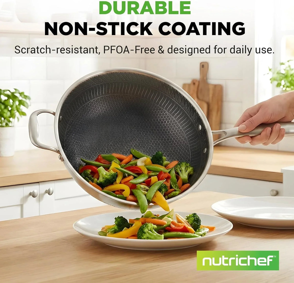 12-stainless-steel-durable-wok-triply-kitchenware-wok-with-glass-lid-side-handle-dakin-etching-non-stick-coating-scratch-resistant-raised-up-honeycomb-fire-textured-pattern