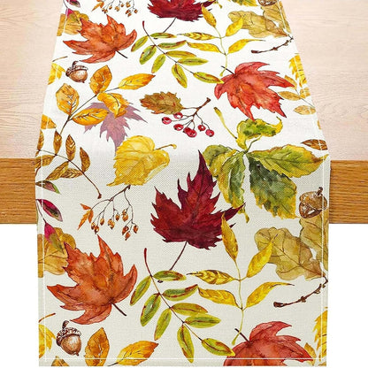 Fall Decorations for Home, Fall Maple Leaves Table Runner Linen1