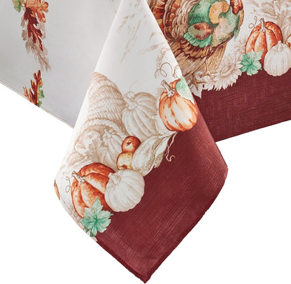 Holiday Turkey Bordered Fall Tablecloth, Multicolor - 60" W X 84" L1