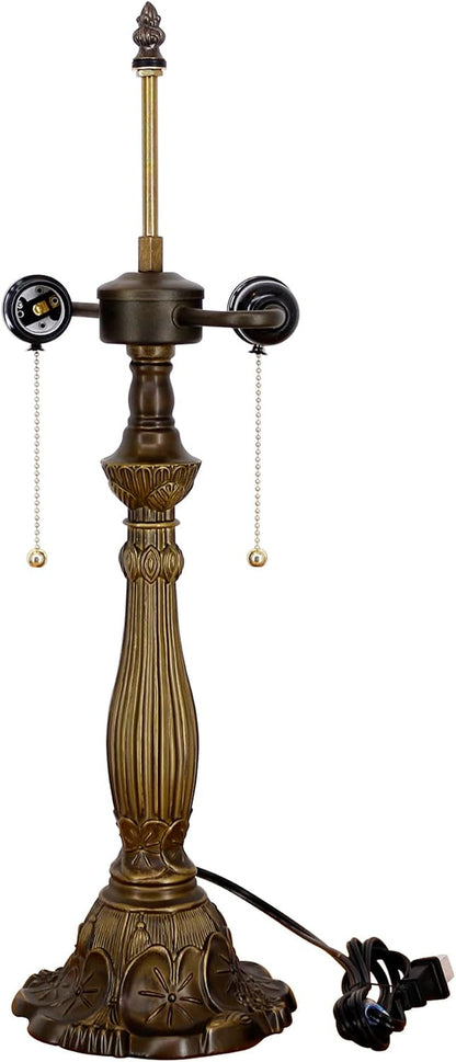 Table Lamp Base Replacement Only (C(W 6 .5 H 24 Inch)) | Fit for 12, 14, 16, 18 Inch Tiffany Style Stained Glass Lampshade, Dark Bronze Finish, Resin, Pull Chain Switch1
