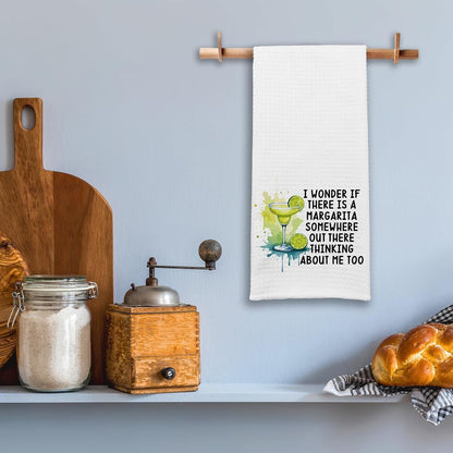 Funny Margarita Kitchen Towels, I Wonder If There Is a Margarita Somewhere Out There Thinking about Me Too Dishcloths, Bar Decorative Towels for Bartender, Birthday Gifts for Bartender Chef5