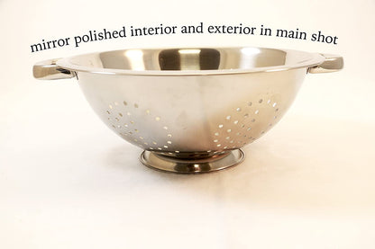 Heavy Duty Stainless Steel Colander 5 Qt | Easy Grip Handles | Self-Draining Base | Mirror Polished | Dishwasher Safe | Pack of 13