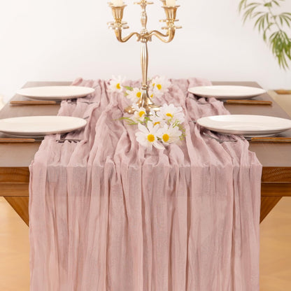 Pink Cheesecloth Table Runner Fall Boho Wedding Birthday Party Home Decor | Dusty Pink Rustic Gauze 10FT 120In Cheese Cloth Sheer Farmhouse Dining Runner for Baby Shower Bridal Holiday Decorations5