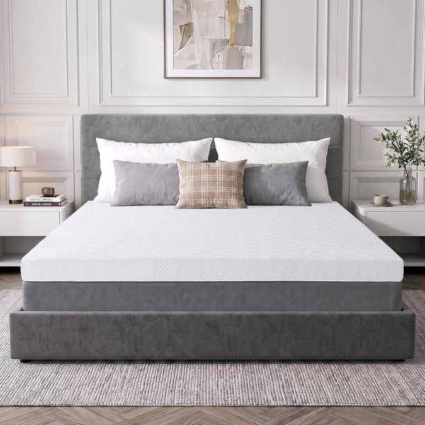 3 Inch Gel Memory Foam Mattress Queen Size, White Ventilated High Density Pad for Back Pain, Bed Mattress with Wave Soft Cover, Certipur-Us Certified, Removable Washable Cover1