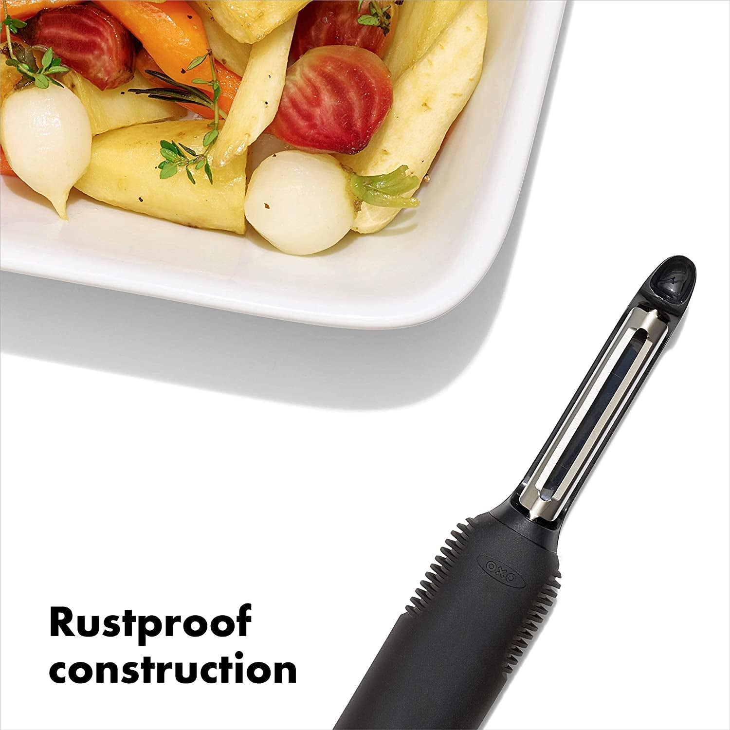 oxo-good-grips-swivel-vegetable-peeler-with-soft-comfortable-handle-black-soft-non-slip-grip-on-handle-built-in-potato-eye-remover-rust-proof-peels-vegetables-and-fruits-with-ease