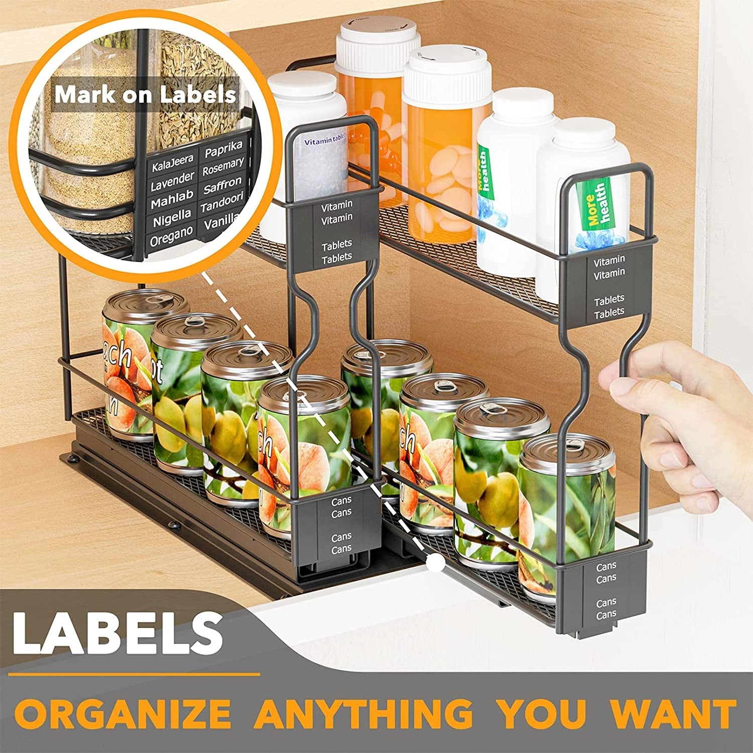 pull-out-spice-rack-organizer-for-cabinet-heavy-duty-slide-out-seasoning-kitchen-organizer-cabinet-organizer-with-labels-5-2-w-x10-75-d-x10-h-2-drawers-2-tier