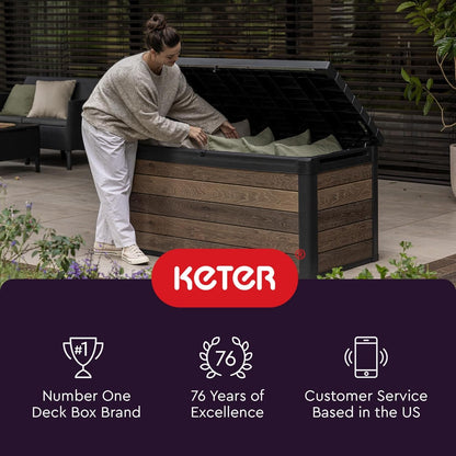 Keter Kentwood 50 Gal Outdoor Storage Box and Patio Side Table | Brown, Resin, Compact, Weatherproof, Lockable, Durable, Easy Assembly, Organization, Patio Cushions Storage8
