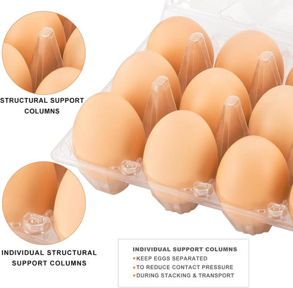 100 Pack Clear Plastic Egg Cartons, Reusable Stackable Egg Containers for Farm, Market & Fridge Storage, 3×4 Grid5