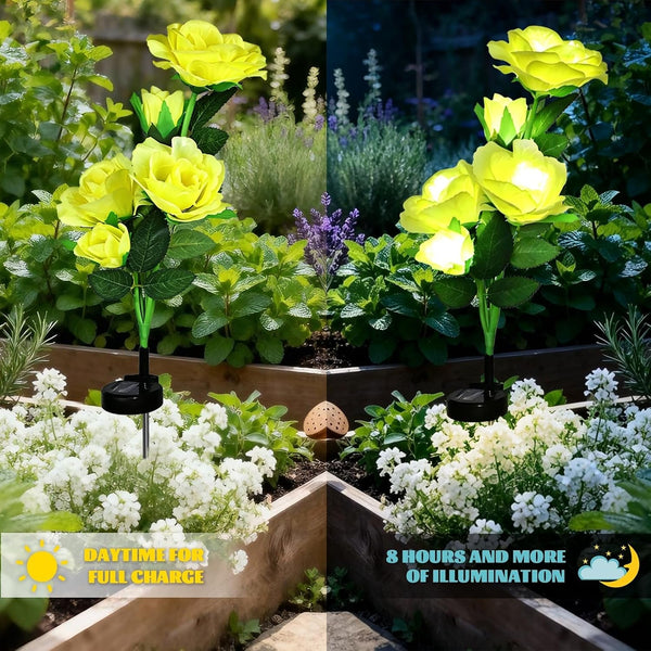 4 Pack Solar Garden Lights, Waterproof Delphinium Outdoor Garden Lights with 48 Leds for Patio Garden Backyard Holiday Yard Party Wedding Outdoor Decor4