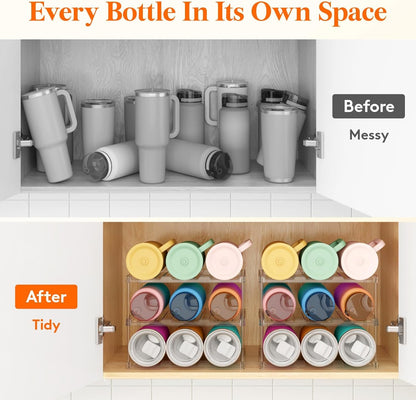 Stackable Water Bottle Organizer, Clear Tumbler Holder for Cabinet8