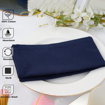 Solid Cloth Napkins Set of 12 Navy Blue 100% Cotton Dinner Napkins 18X18 Inches - Reusable, Absorbent & Washable Linen, Ideal for Wedding Events Farmhouse Parties Hotel & Everyday Use2