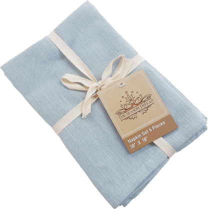 Two-Toned Napkin Set, Stone Blue, 100% Cotton, Napkin Size 18X18 Inch, Suitable for Formal Dining, Everyday Meals, Thanks-Giving and Other Casual Occasions. Pack 6 Pieces.5