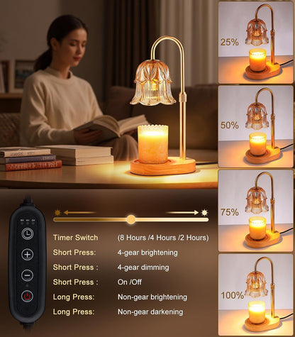 Candle Warmer Lamp Adjustable Timer - Electric Flower Glass Candles Light3