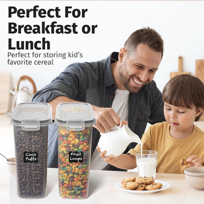 2 Pack (6.3L / 213OZ) EXTRA Large Airtight Food Storage Cereal Containers for Bulk Food Storage Bpa-Free Plastic Container, Pantry Organization and Canister for Rice, Pasta, Sugar & Flour6