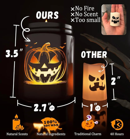 Halloween Candles,Halloween Gifts Candle with LED Pumpkin Face5