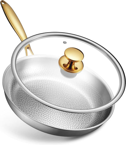 Titanium Pans for Cooking, Ø12In with Lid, Au Grantin Pan | Hammered Chef-Grade Design | Pfas/Pfoa/Ptfe-Free | Induction, Dishwasher & Oven-Safe1