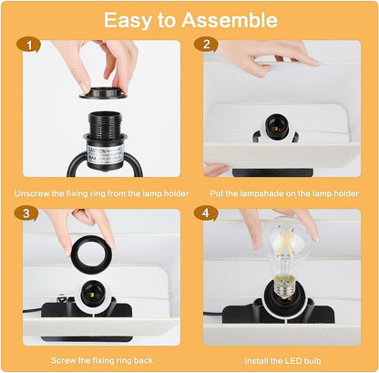 16’’ Table Lamp for Bedroom, Bedside Nightstand Lamp with LED Bulb8