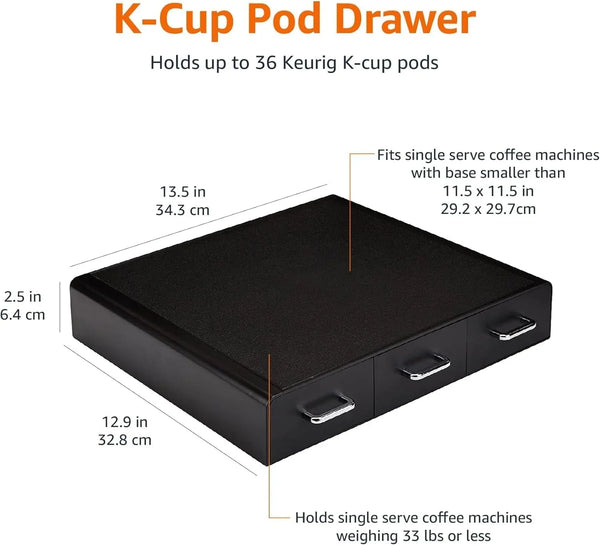 K-Cup Compatible Coffee Pod Storage Drawer, 3 Easy-Open Drawers, 36 Pod Capacity, Black7
