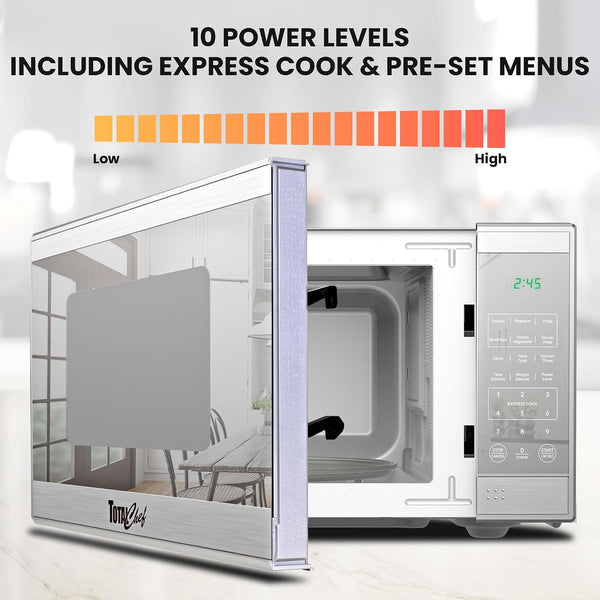 0.7 Cu. Ft. Countertop Small Microwave Oven,700W | Microwave for Kitchen, Stainless Steel, Compact, Countertop with Digital Touch Controls, Child Safety Lock, 10-Inch Turntable6