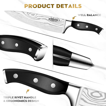 ® Chef Knife Ultra Sharp Kitchen Knife Set 7-Piece, Premium German 1.4116 Stainless Steel Chefs Knife Set, Ergonomic Handle Professional Full Tang Knives Set for Kitchen with Gift Box3
